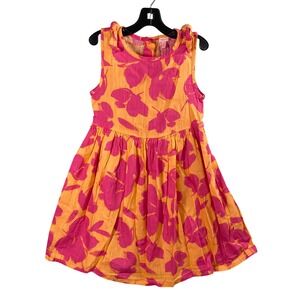 Lucky Penny Girls Dress Size 6X Orange Pink Floral Tropical Beach Vacation